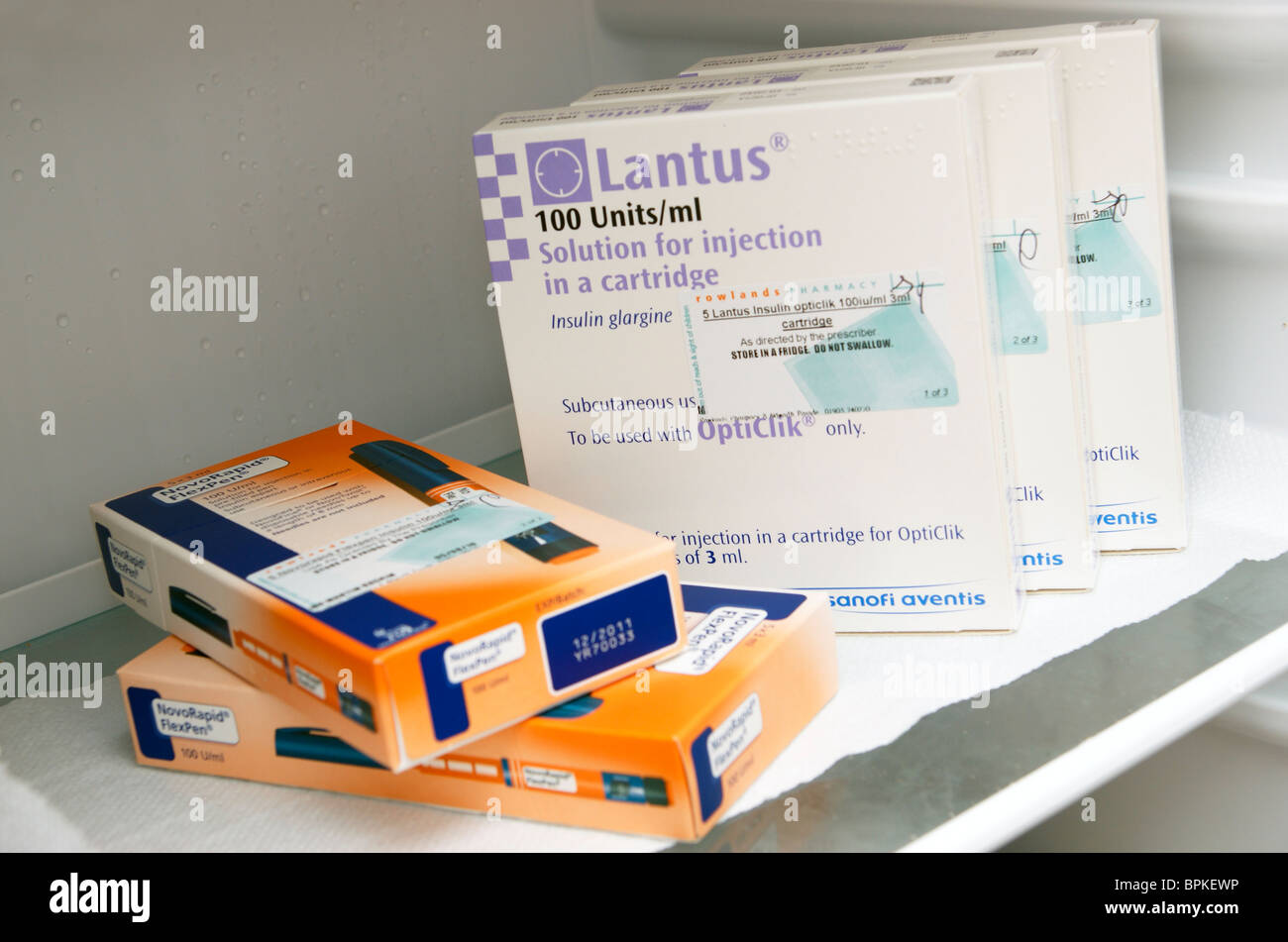 insulin treatment for diabetes for use with atlantis insulin pen & flexpen  stored in fridge Stock Photo - Alamy