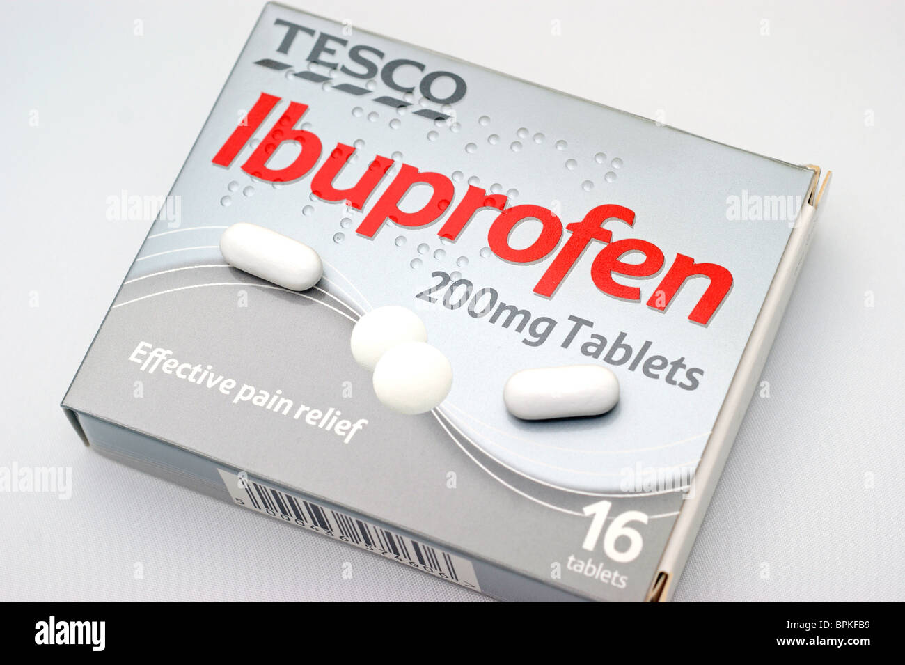 supermarket brand packs of ibuprofen tablets with braille information