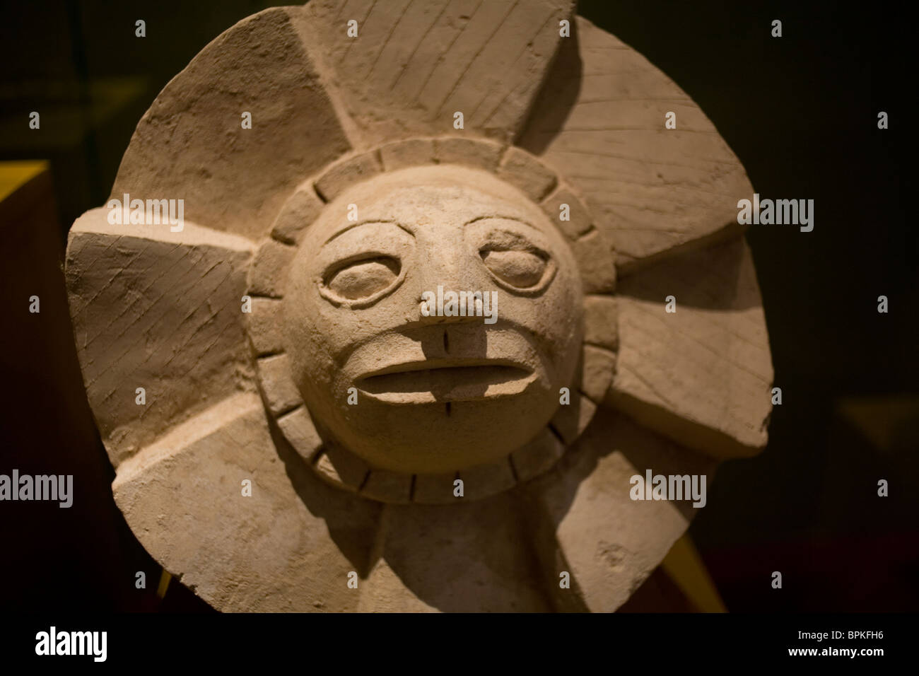 A Mayan sculpture is exhibited at the Museum of Anthropology and