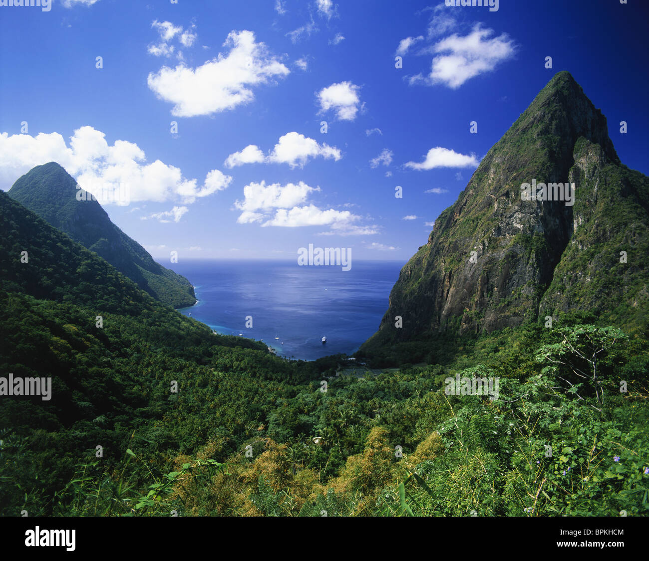 The Pitons, Soufriere, St Lucia, Caribbean Stock Photo Alamy
