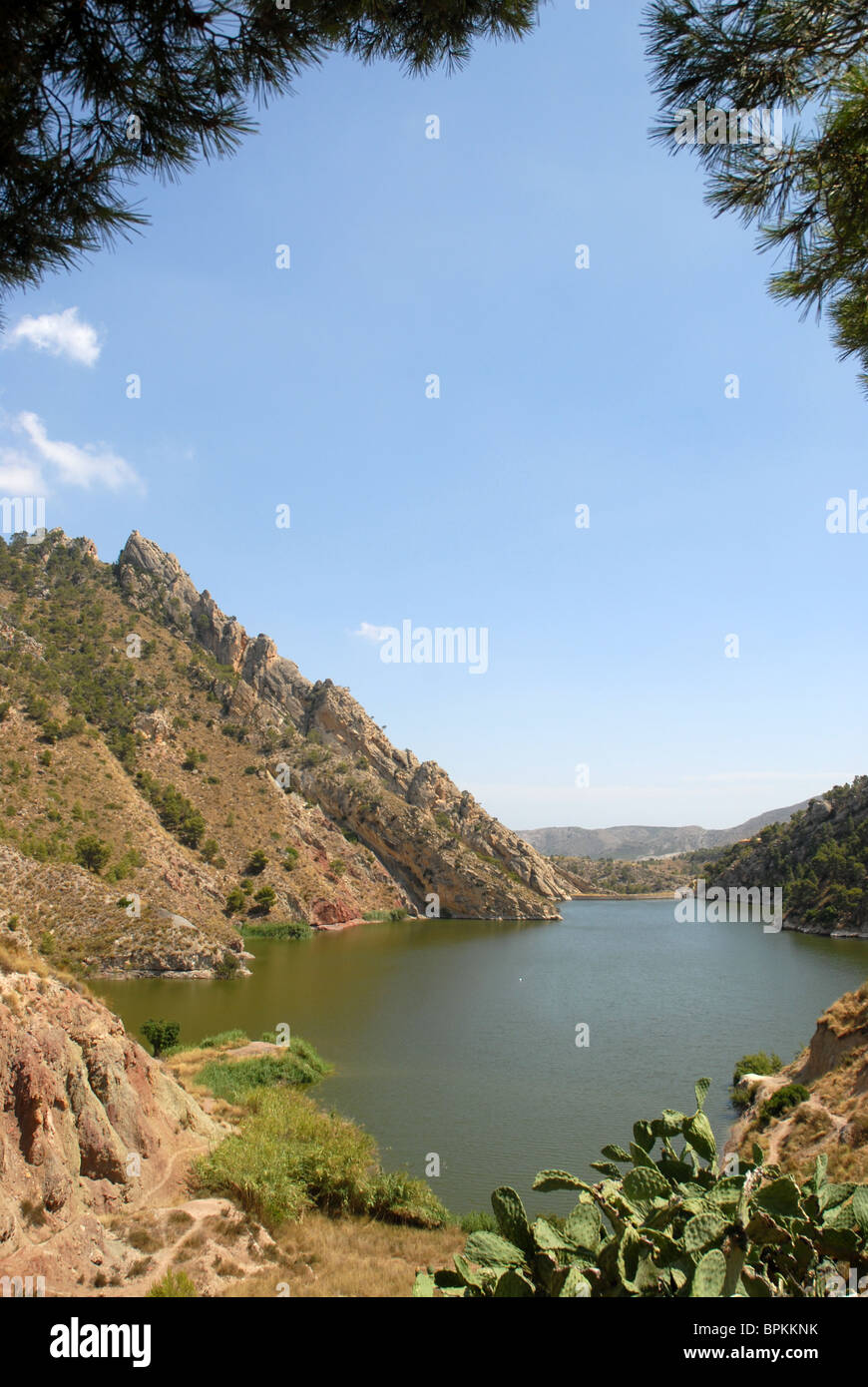 view of Pantano de Tibi (reservoir and dam) Tibi, Alicante Province, Comunidad Valencia, Spain Stock Photo