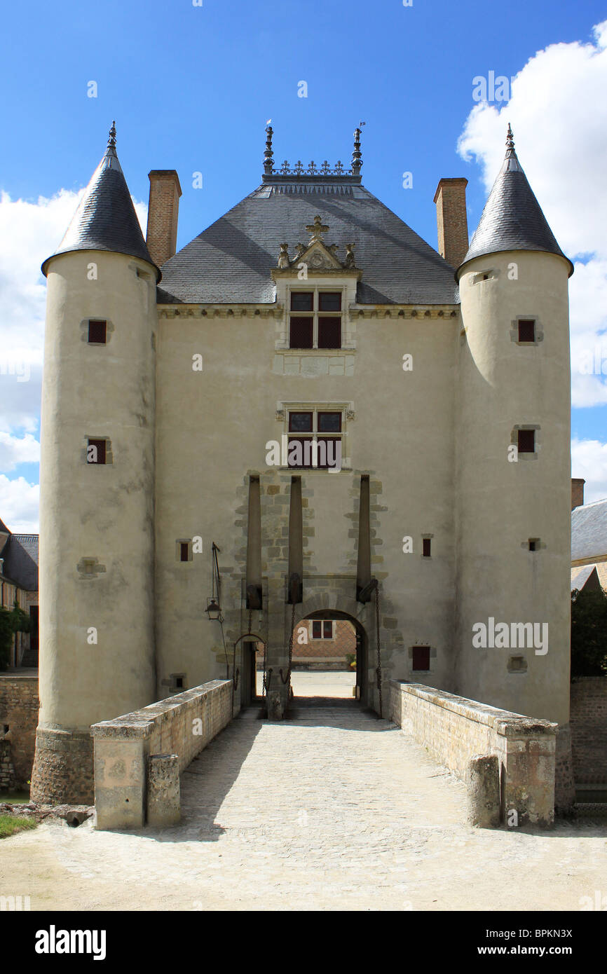 Turns, turrets and Bridge levis of the Castle of Chamerolles Stock Photo