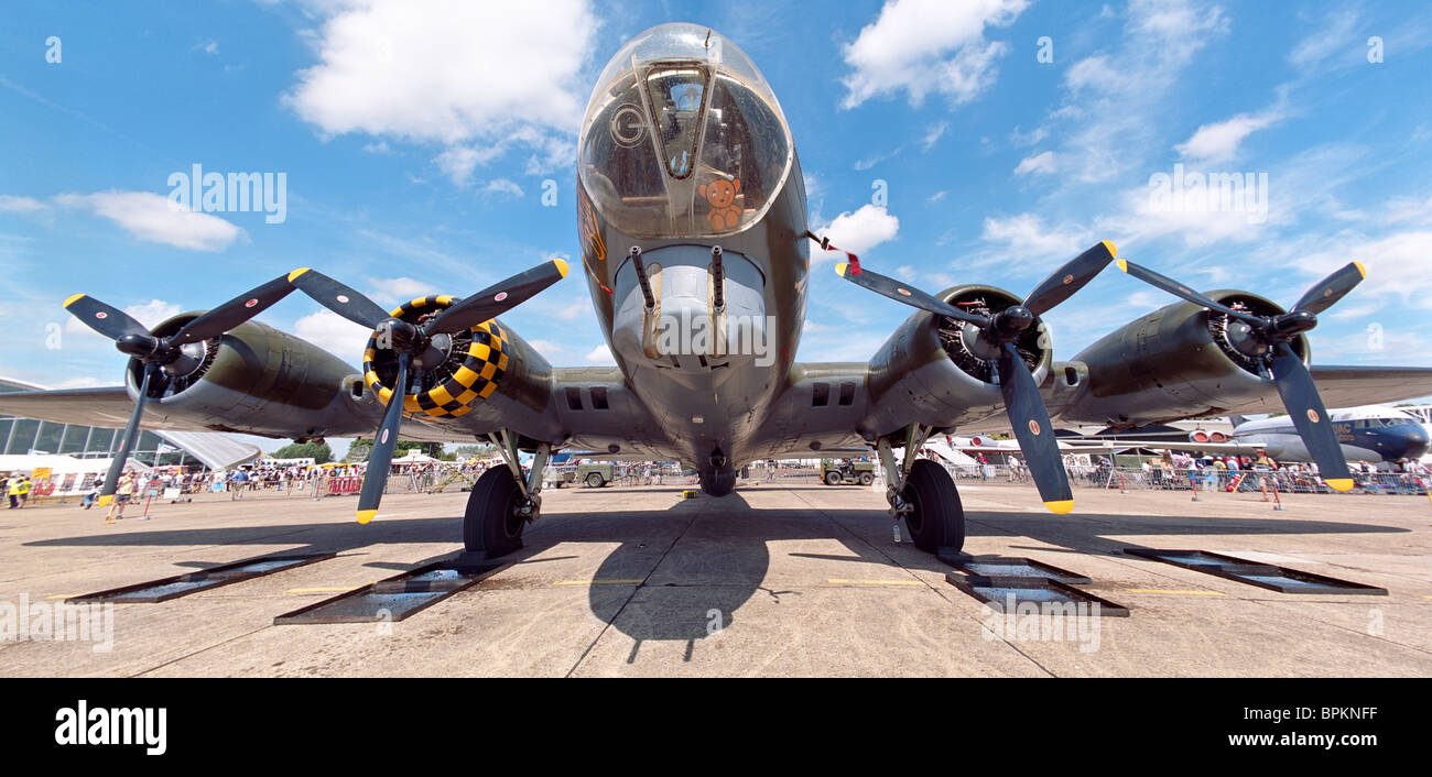 Boeing B 17 Flying Fortress Sally B low viewpoint on hardstand showing ...