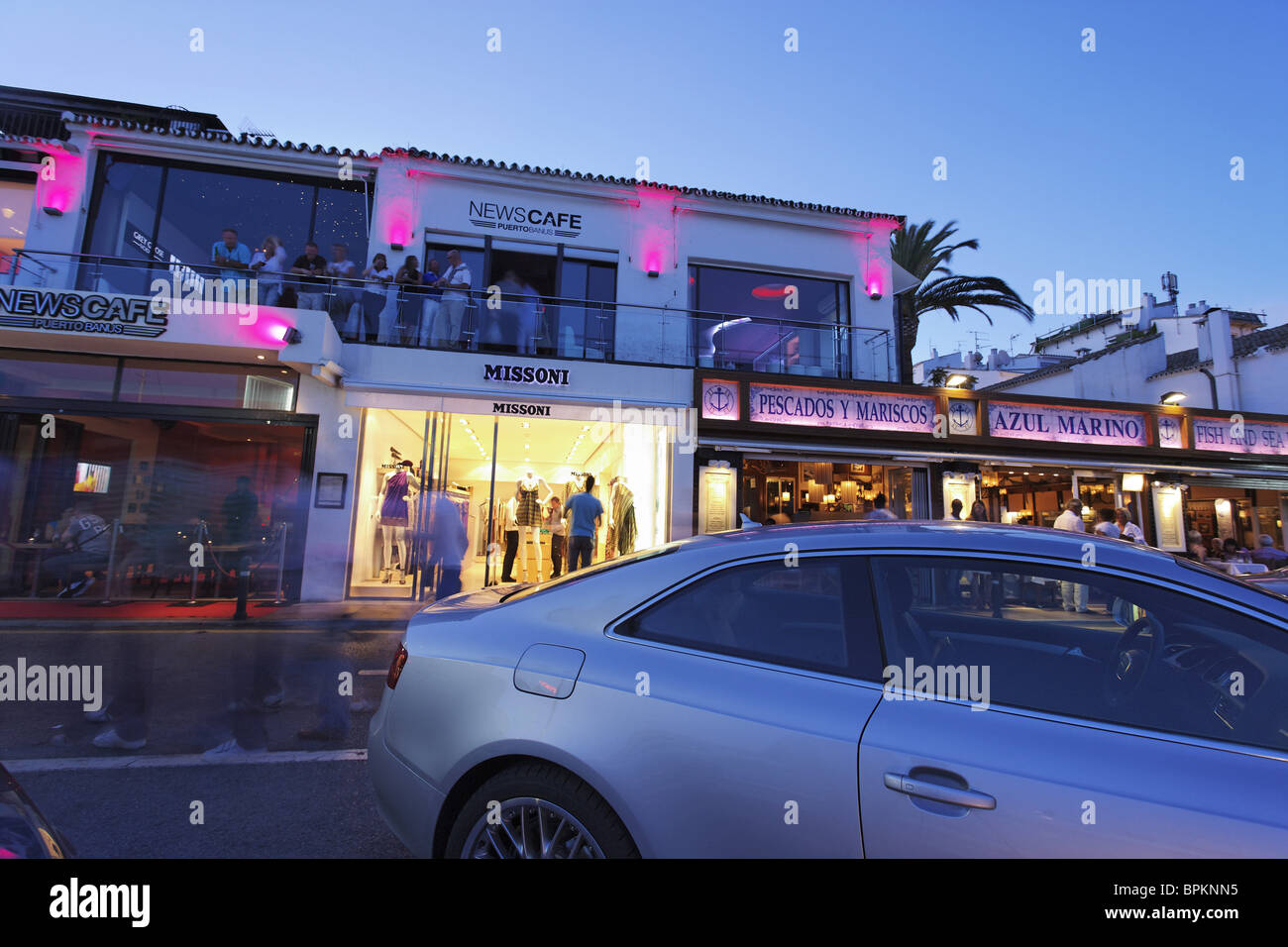 Luxury cars, Restaurants near harbour, Puerto Banus, Marbella