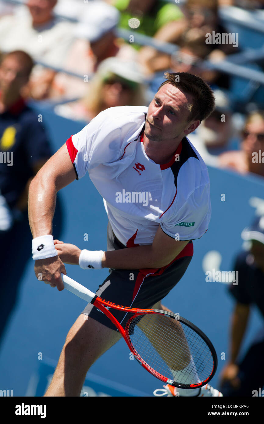 Robin Soderling (SWE) competing at the 2010 US Open Tennis Stock Photo