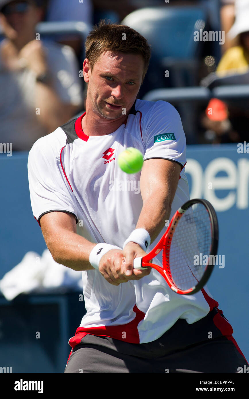 Robin Soderling (SWE) competing at the 2010 US Open Tennis Stock Photo
