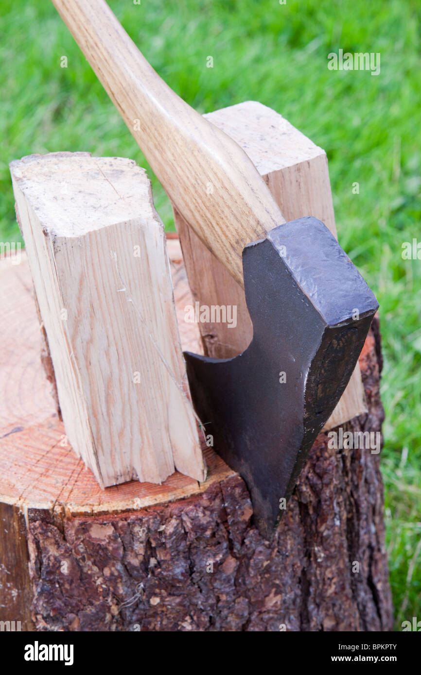 A large old axe for log splitting Stock Photo Alamy