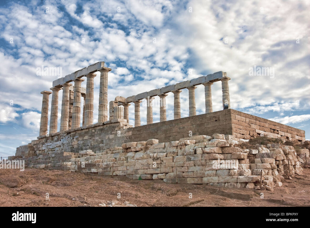 Poseidon's Temple at Cape Sounio in Attiki region of Greece. Stock Photo