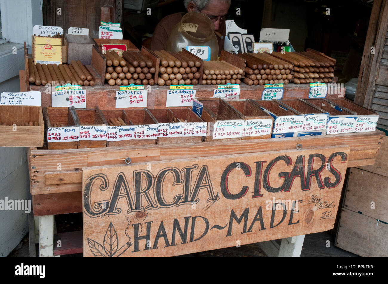 Cuban cigars are banned in USA. Local US cigars on sale in Key West in