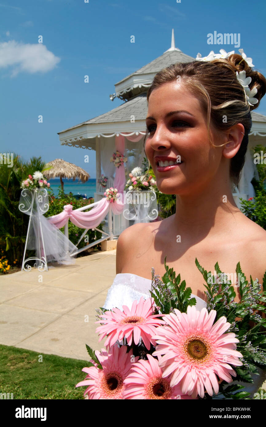 Bride at Montego Bay, Jamaica, Caribbean Stock Photo