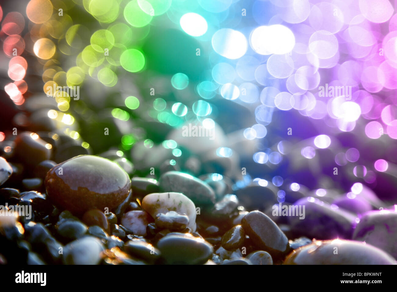 Background colored circles and marine stones. Stock Photo