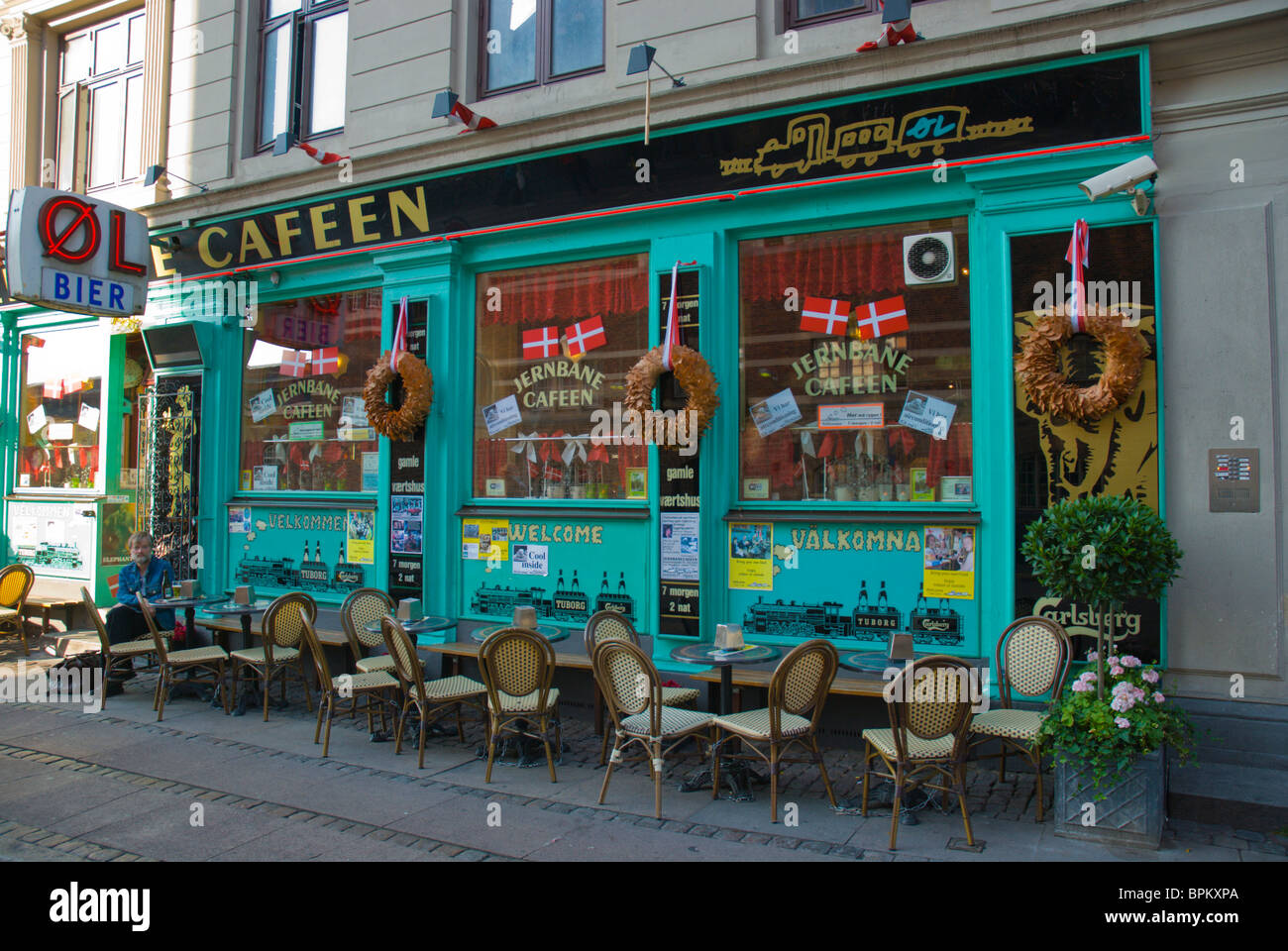Cafe bar exterior Vesterbro district Copenhagen Denmark Europe Stock