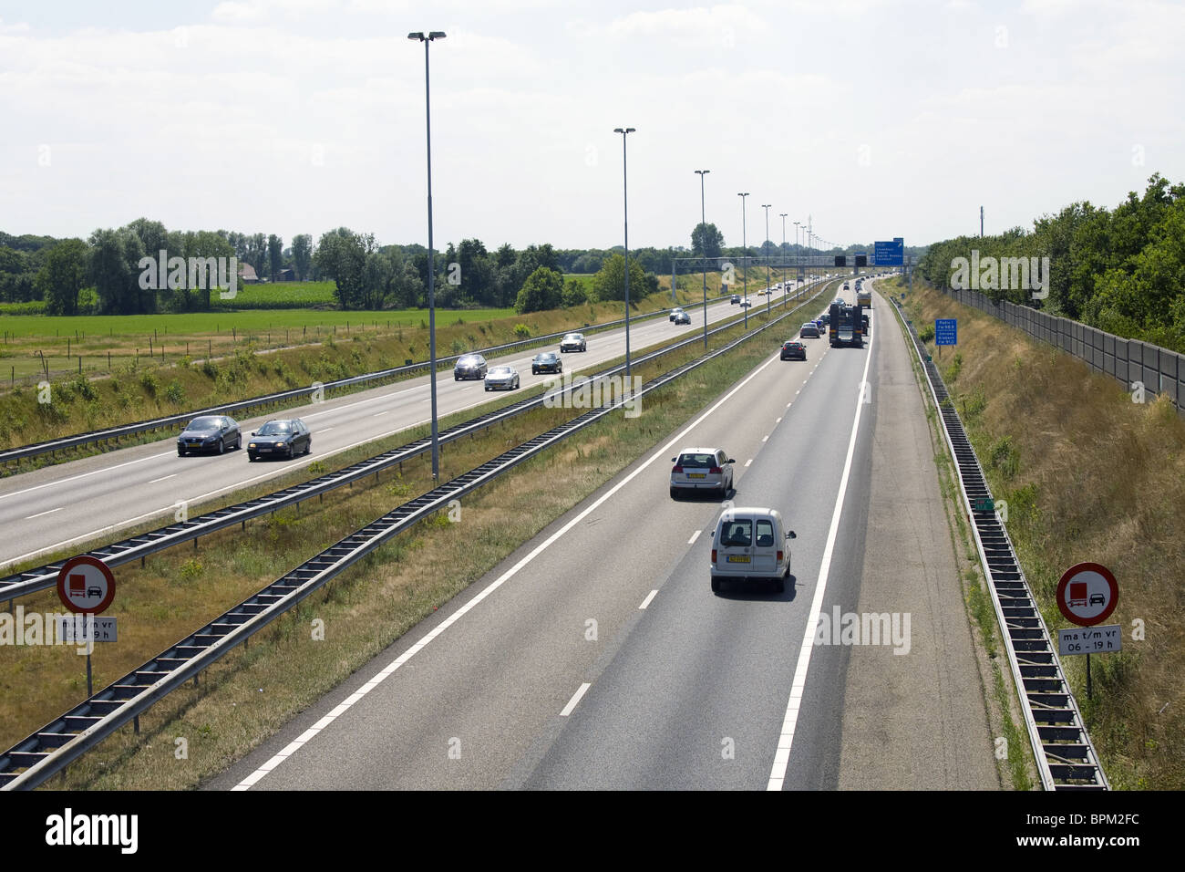 A1 motorway connecting Breda in The Netherlands with Antwerp in Belgium. Stock Photo