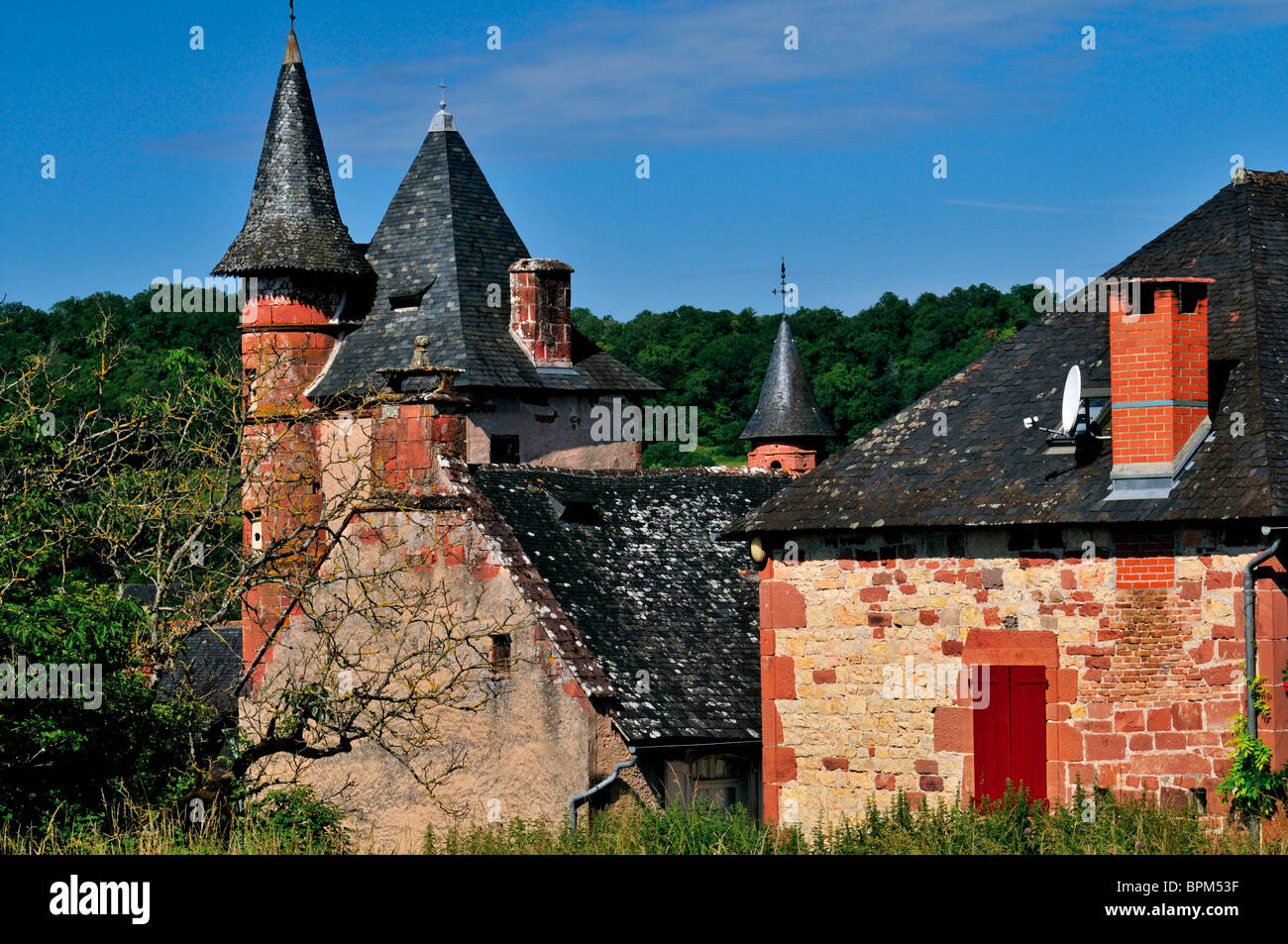France View to houses of red sandstone village CollongeslaRouge