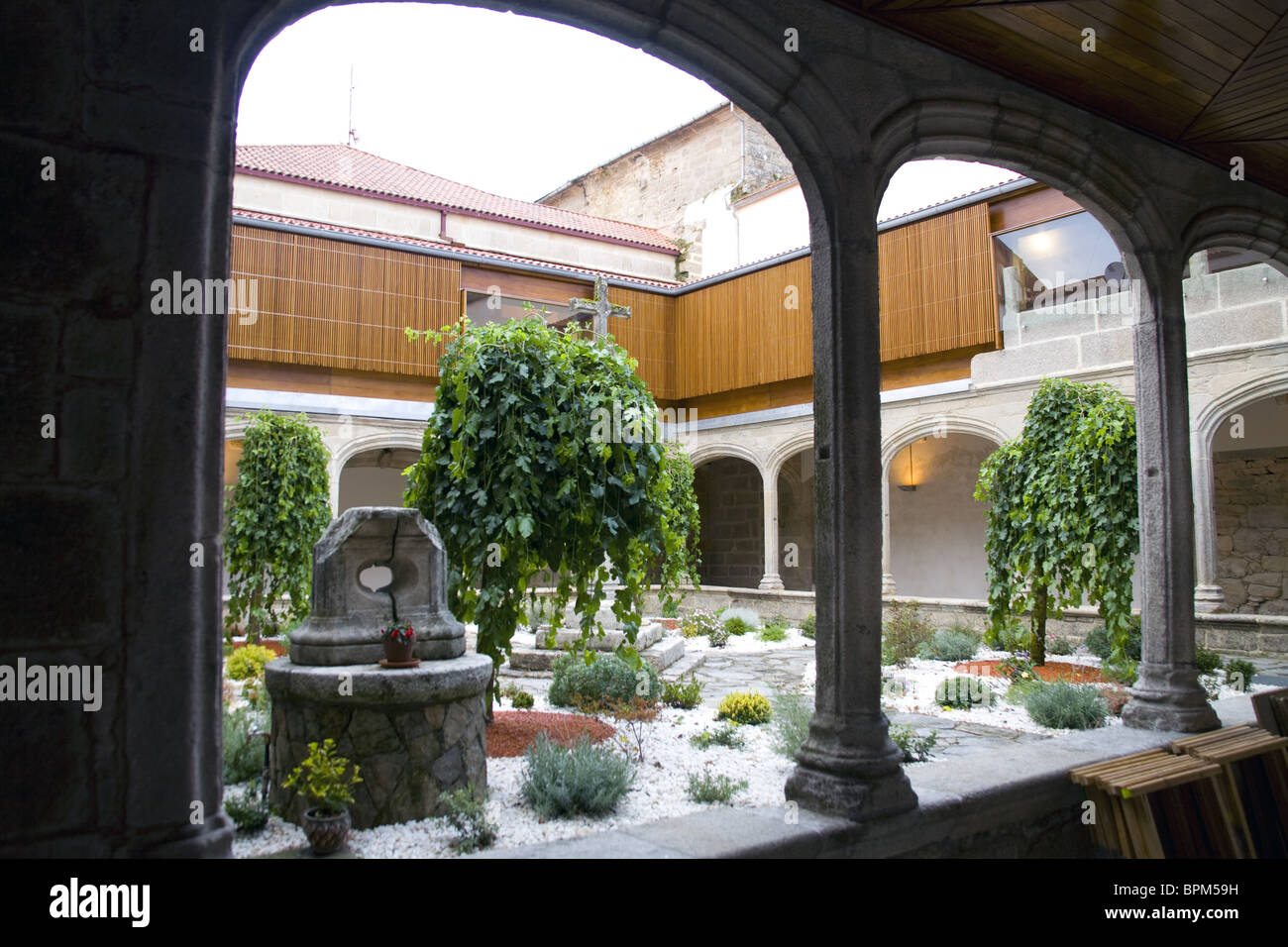 Indoor courtyard in council building in Noia, Galicia, Spain Stock Photo