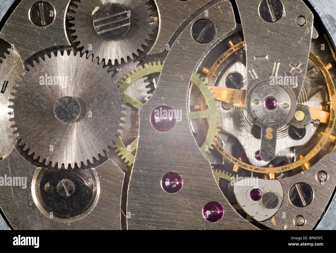 Mechanism of a clock, retro technology concept Stock Photo Alamy