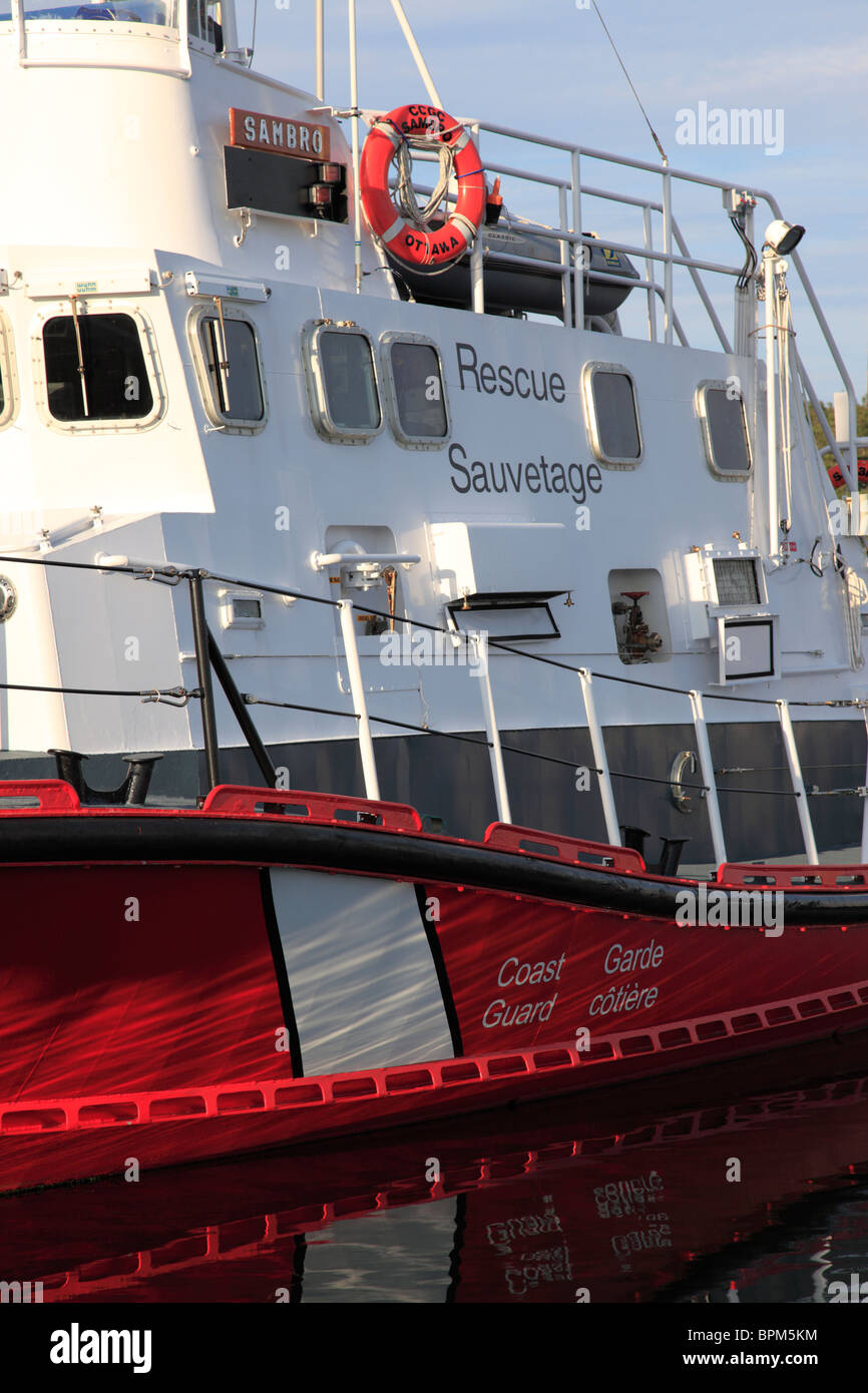 Detail of Rescue Boat of Canadian Coast Guard at the port of Sambro, Nova Scotia, Atlantic