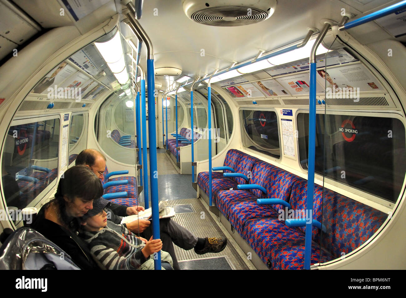 Carriage interior, London Underground, Pimlico, City of Westminster, Greater London, England, United Kingdom Stock Photo