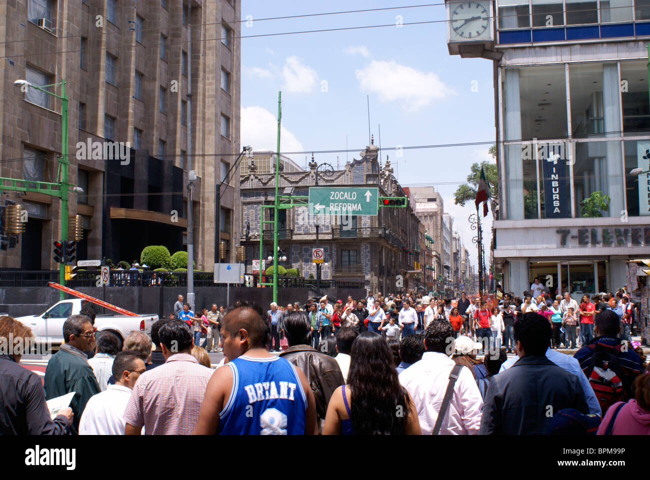 Crowded downtown street in Mexico City Stock Photo