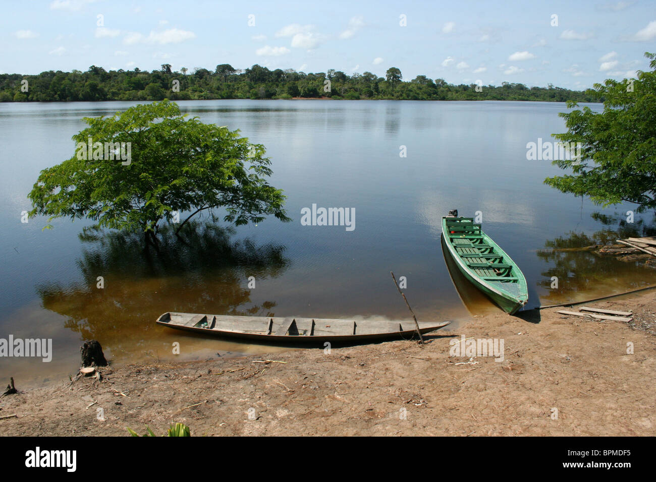 Amazon canoes Stock Photo