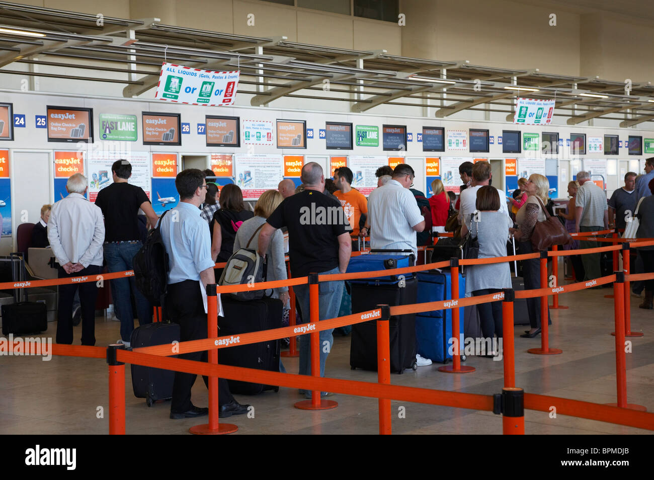 Check in desk at John Lennon Airport Liverpool UK Stock Photo Alamy