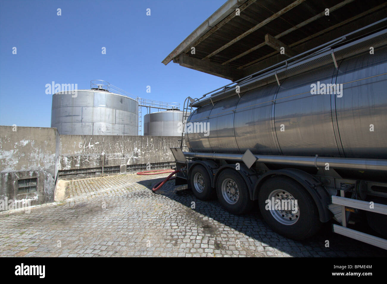 Tanker Delivering Wine [presumably] to Port Distillery in Porto, Portugal Stock Photo