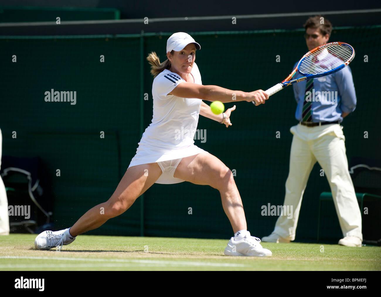 Justine Henin (BEL) in action during the Wimbledon Tennis Championships 2010 Stock Photo