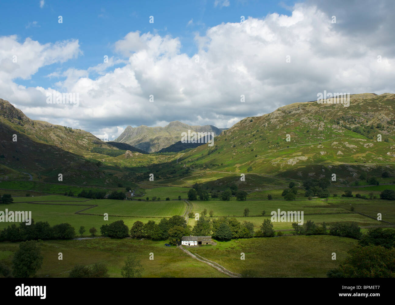 Bridge End Farm and the Langdale Pikes, Little Langdale, Lake District