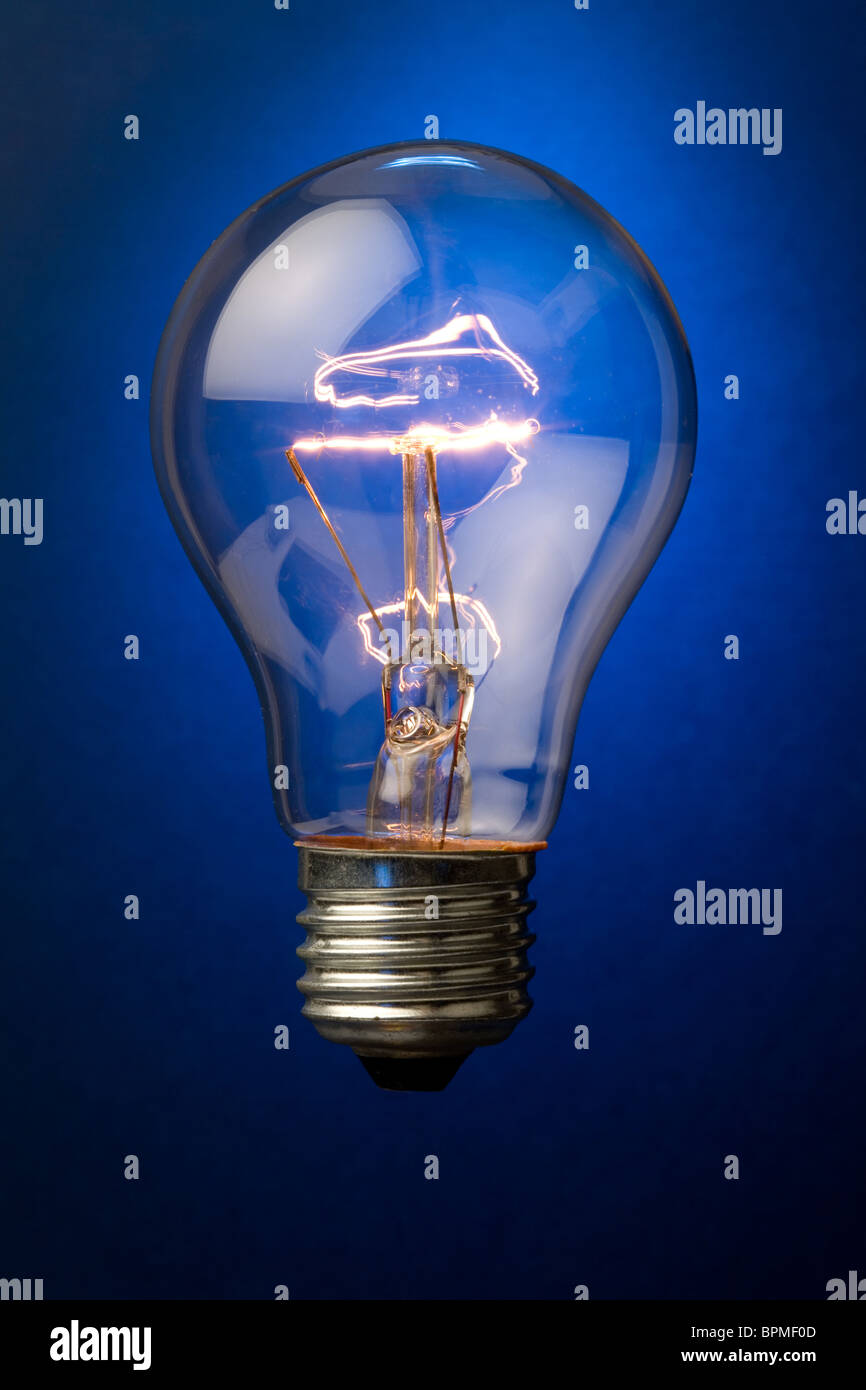 Bright Light Bulb close up shot Stock Photo