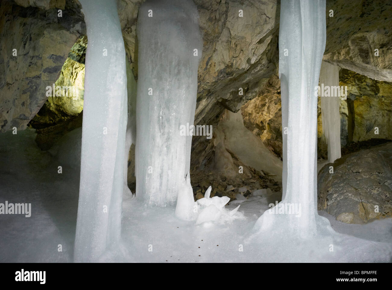 Inside Demanovska L'adova Jaskyna an ice cave in Jasna Valley in Nizke Tatry National Park Slovakia Stock Photo
