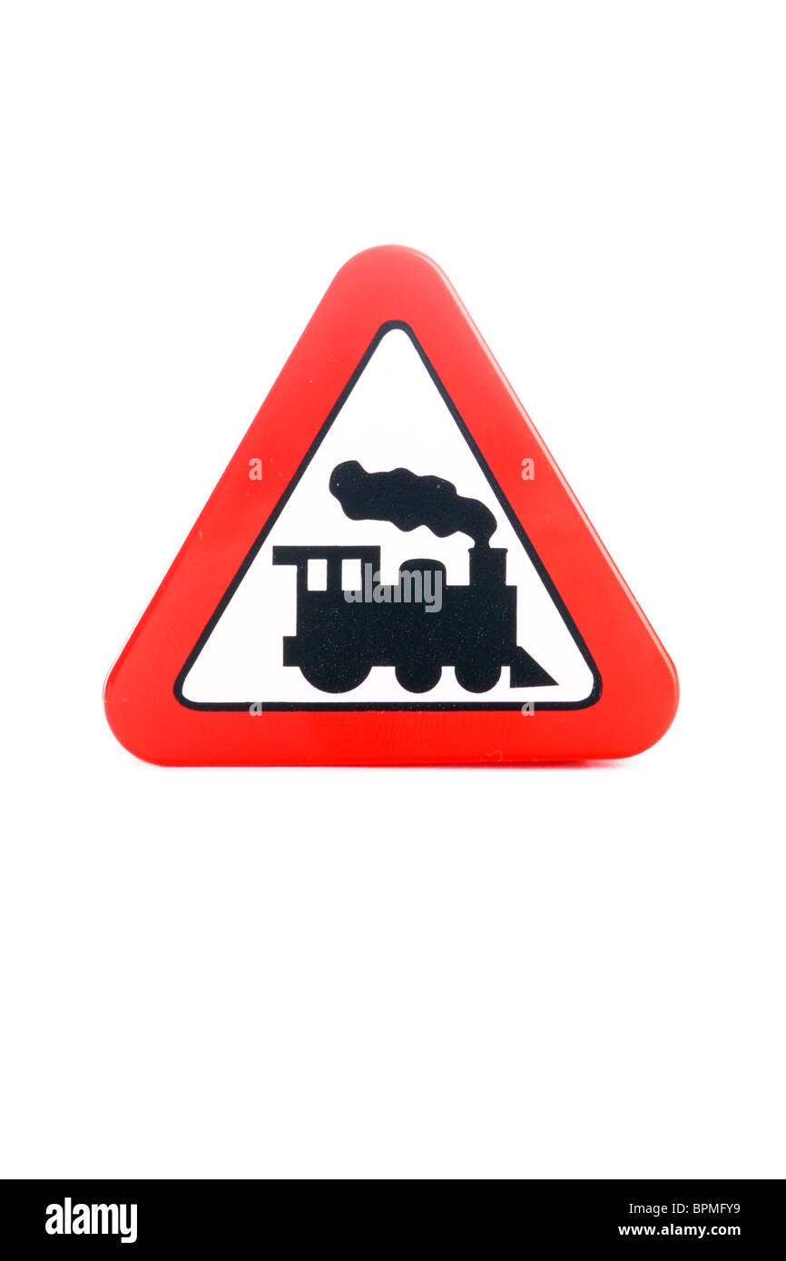 Train warning sign Stock Photo