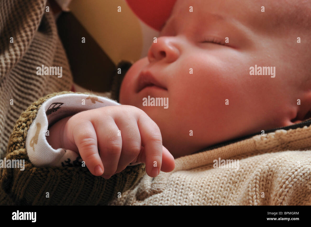 Two months old baby sleeping Stock Photo Alamy