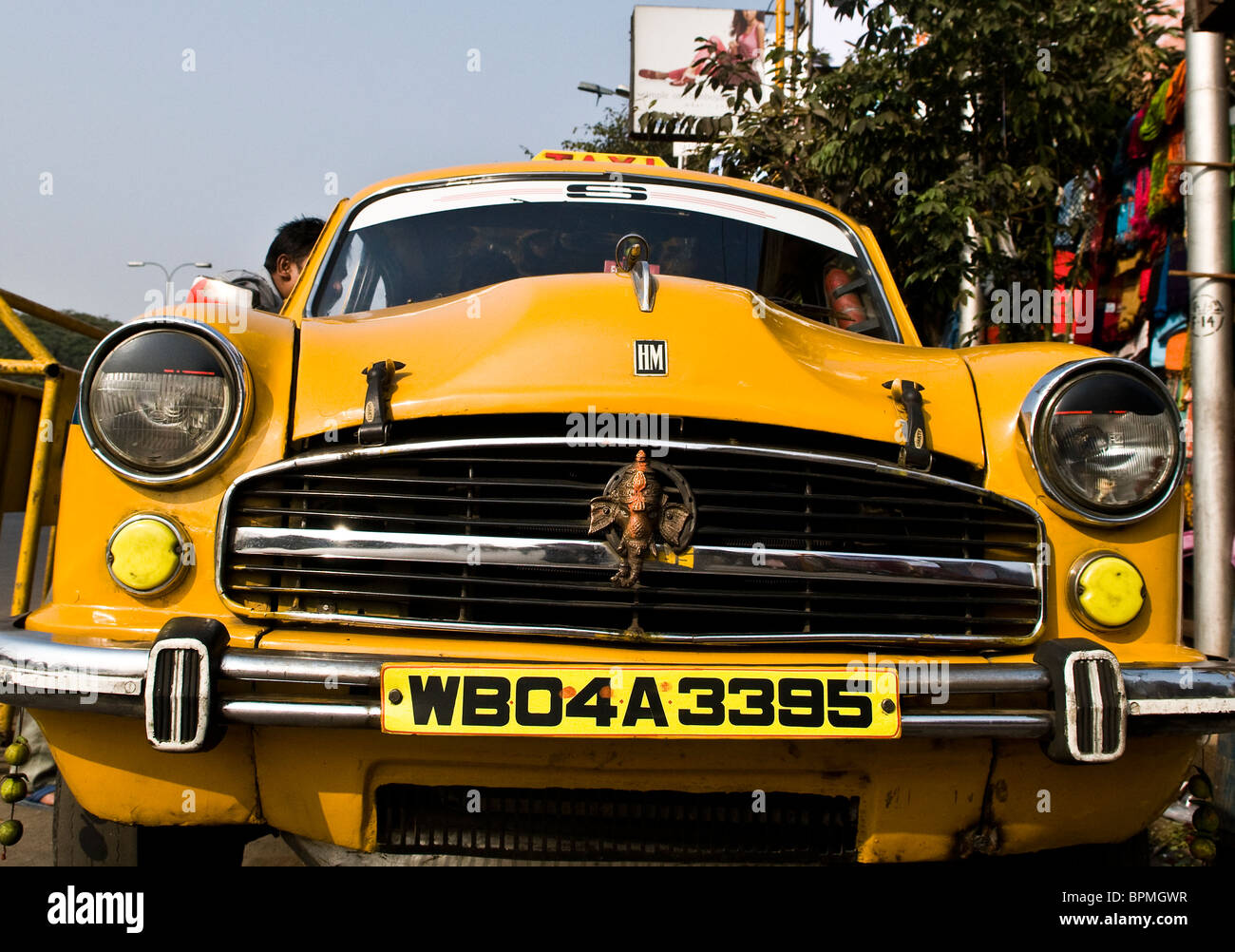 A beautiful Ambassador car in the streets of Kolkata. Stock Photo