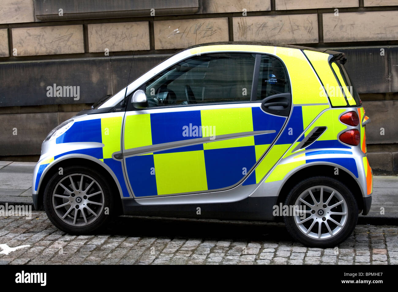 Lothian and Borders police car.  Now Police Scotland. A Smart car.  The model is called a Passion. Stock Photo