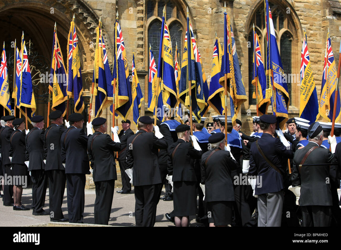Flags of the British Legion at the UK Armed Forces Day parade in
