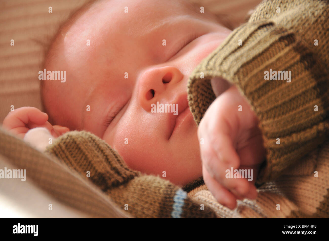 Two months old baby sleeping Stock Photo Alamy