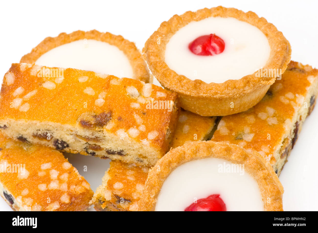 Bakewell Tarts and Mr Kipling Country Cakes Stock Photo