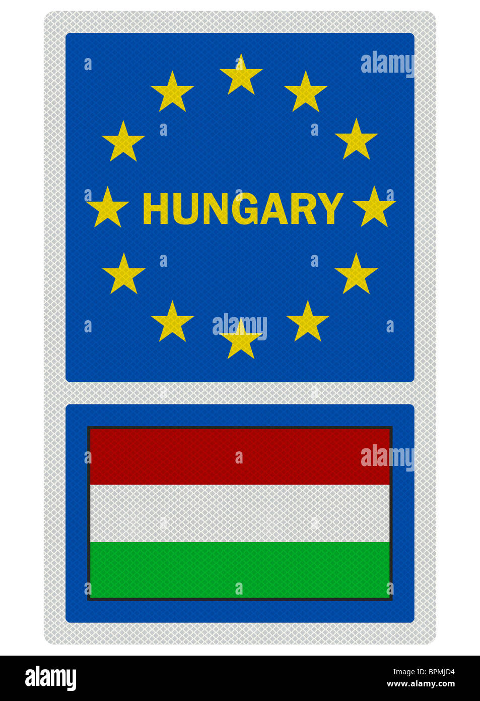 EU signs series Hungary (in English language), photo realistic