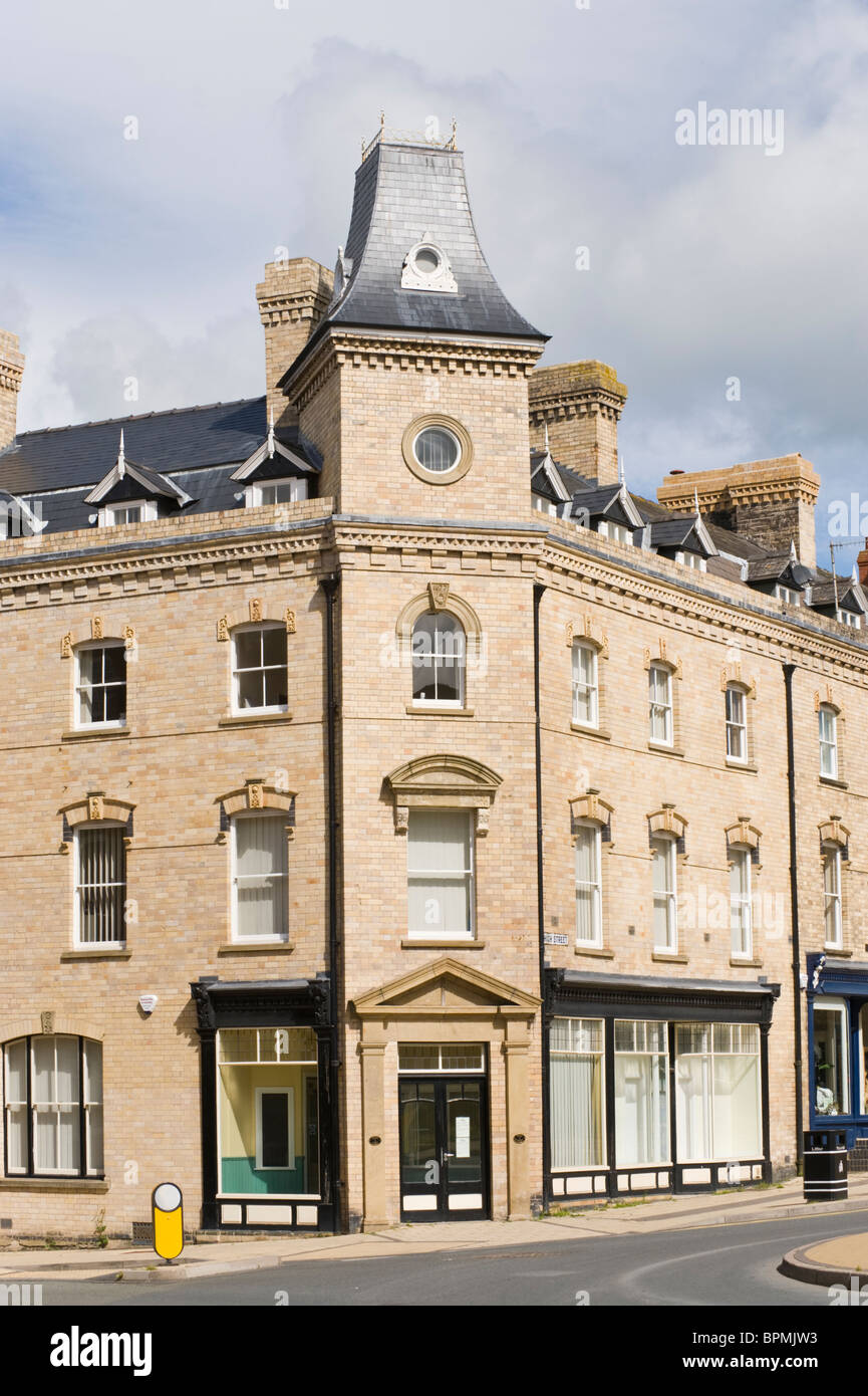 Victorian building with corner tower dated 1877 in Llandrindod Wells ...