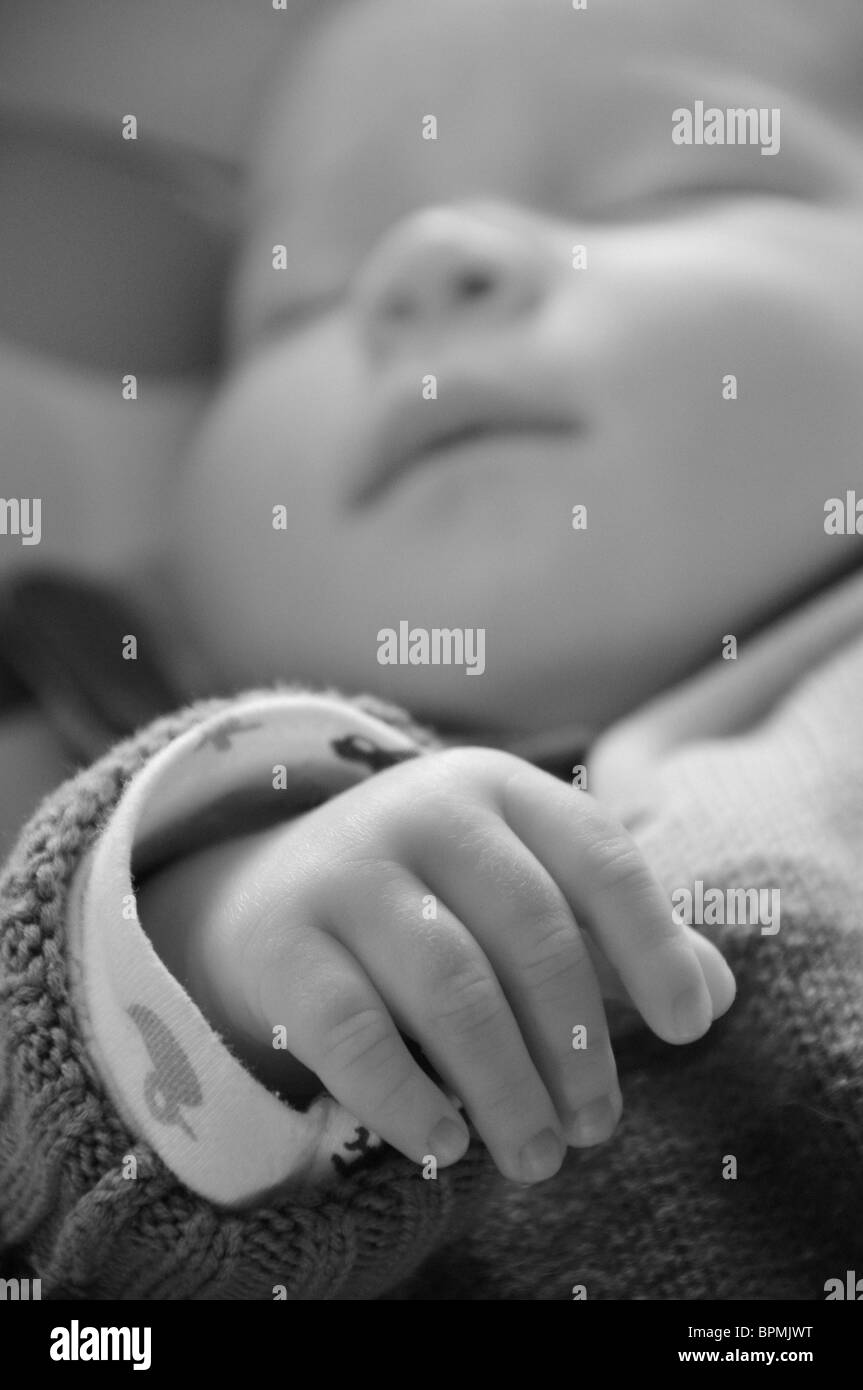 Baby sleeping crib Black and White Stock Photos & Images Alamy