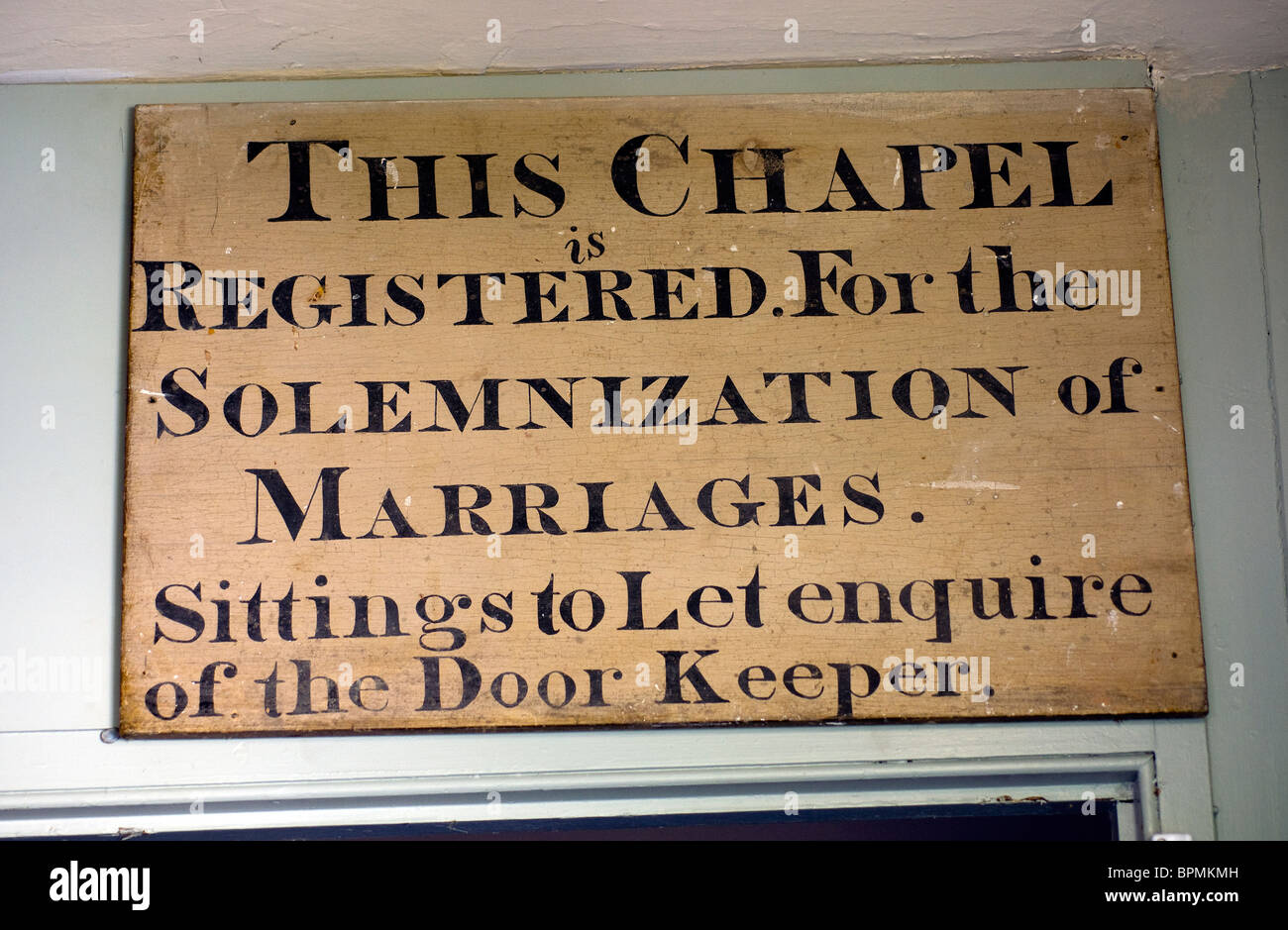 Salem chapel,Solemnization of marriages,Door Keeper,To Let,Salem chapel,The  Salem Chapel in East Budleigh Stock Photo