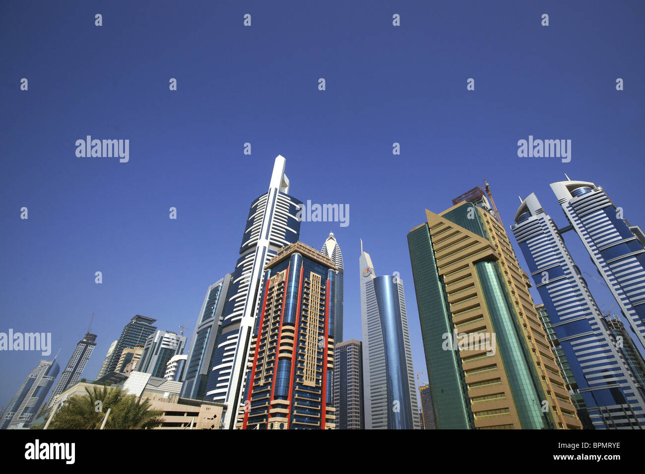 High rise buildings under blue sky, Dubai, UAE, United Arab Emirates ...