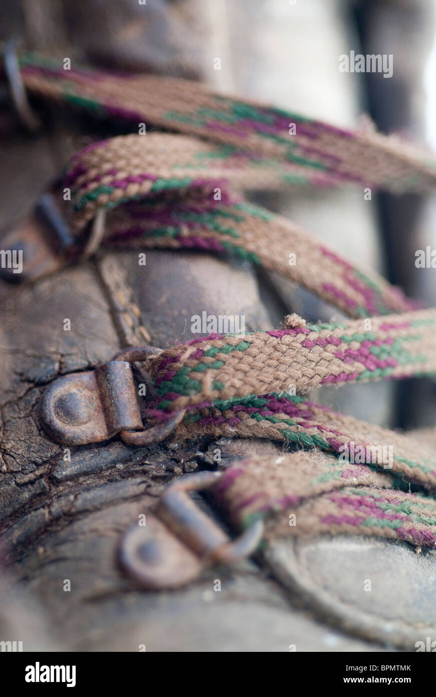 Old Shoe Laces on a Old Boot Stock Photo Alamy