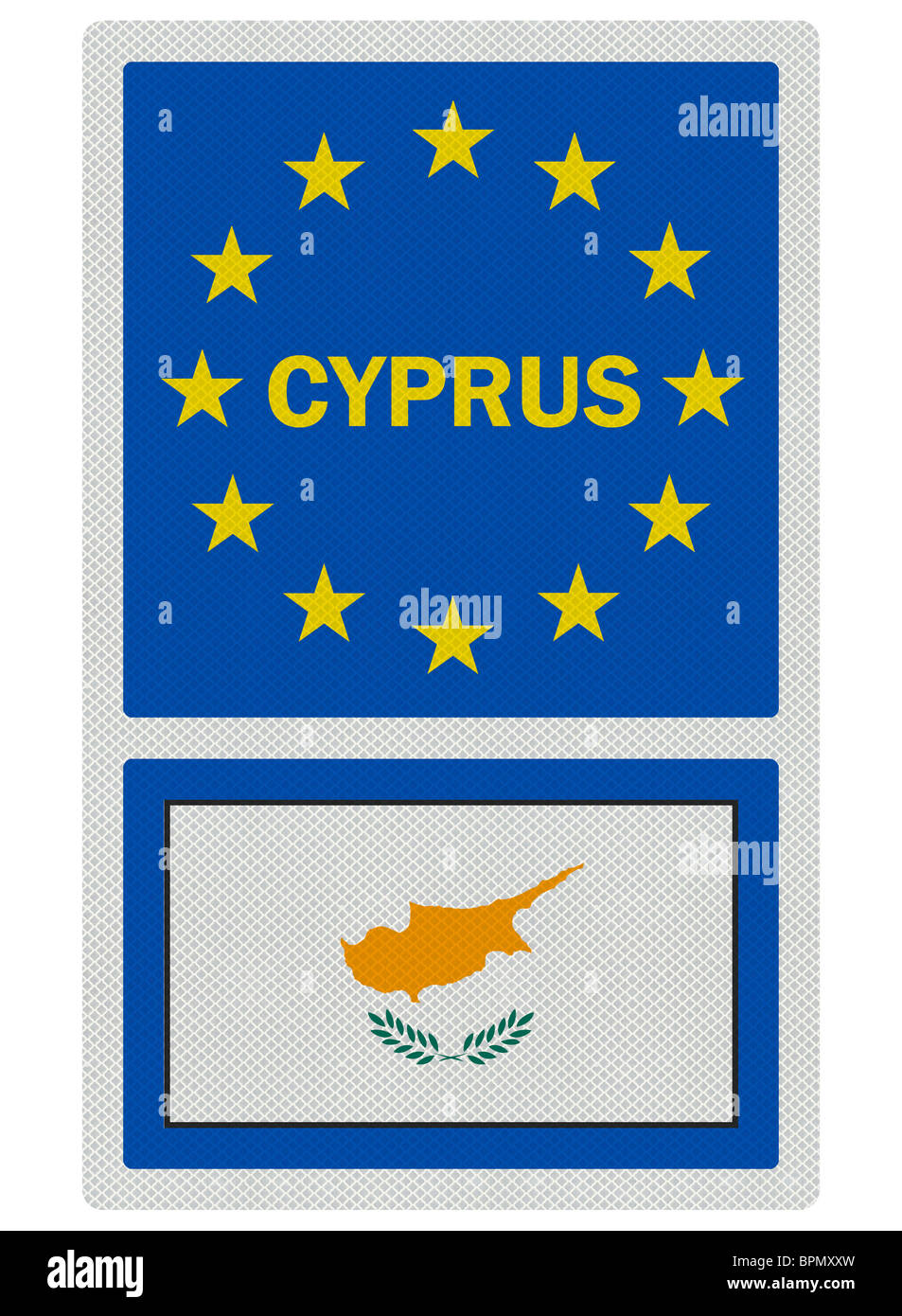 EU signs series - the island of Cyprus, photo realistic, isolated on white Stock Photo