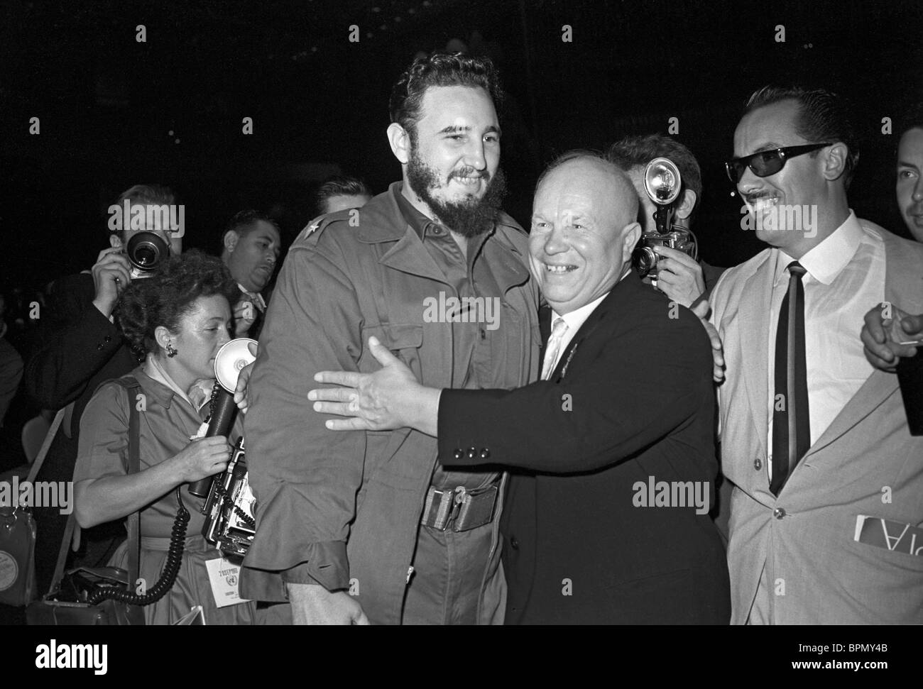 Nikita Khrushchev and Fidel Castro in UN, 1960 Stock Photo - Alamy