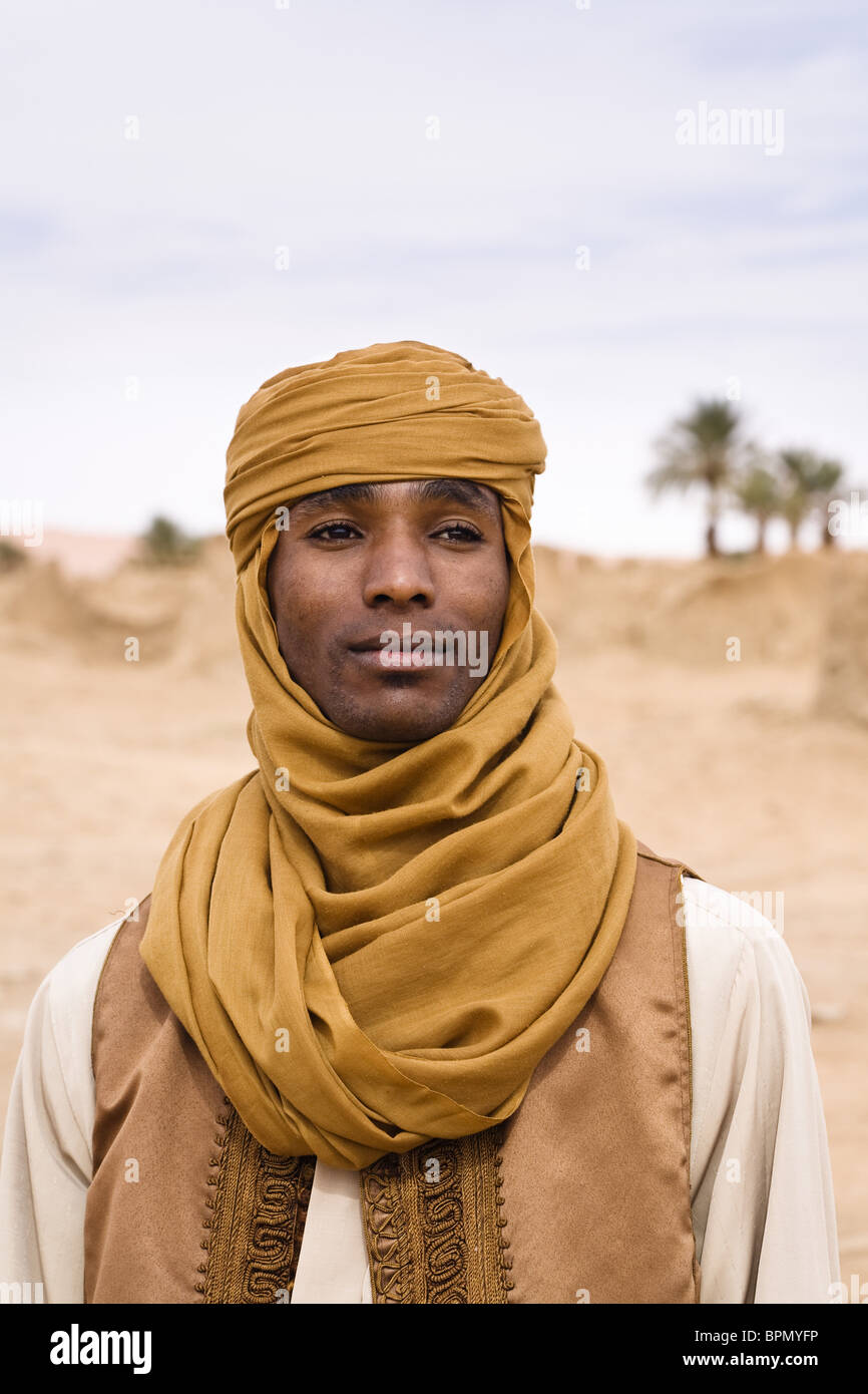 Tuareg in the ruins of Old Germa, Libya, Sahara, North Africa Stock Photo