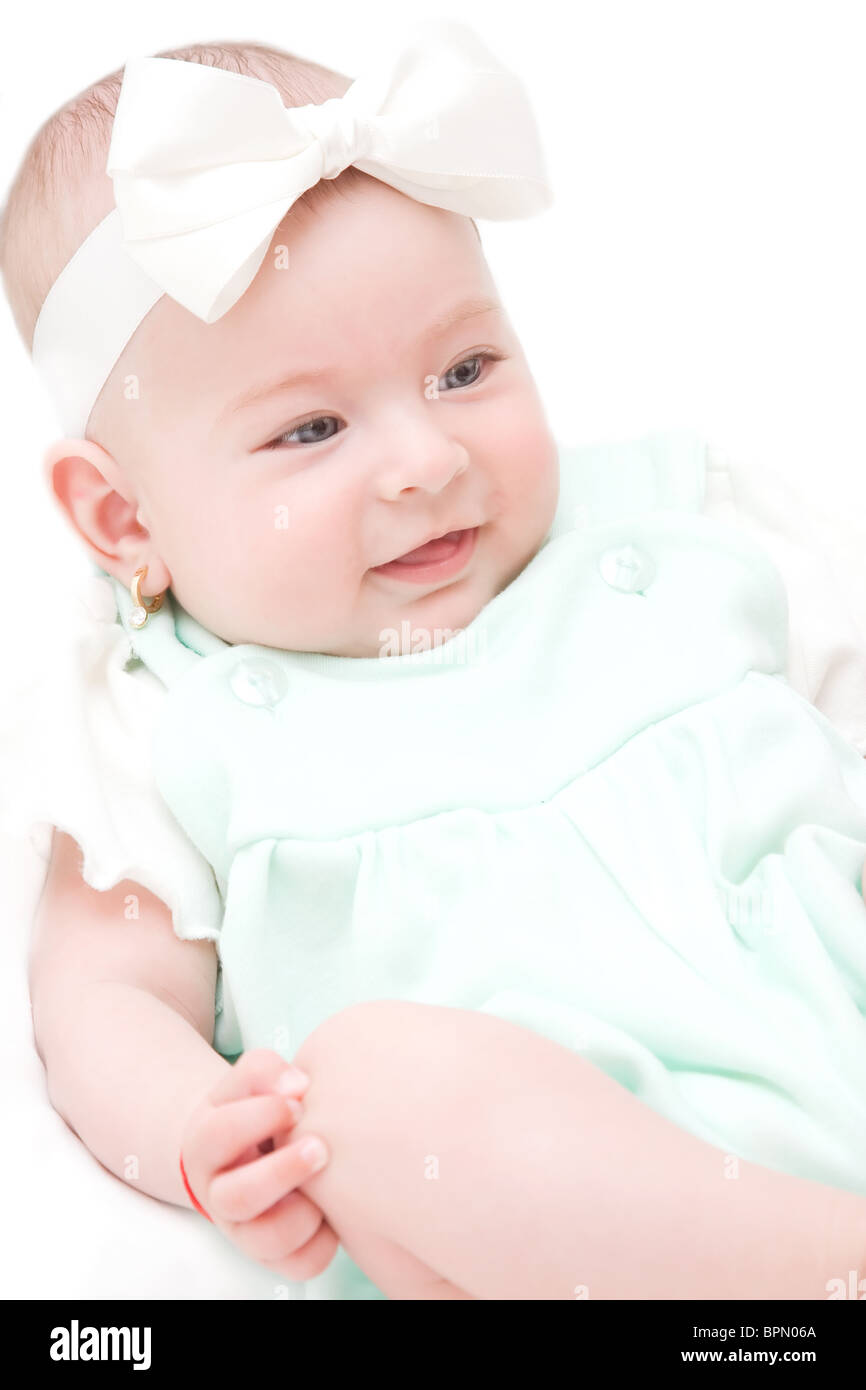 Adorable baby girl on white background Stock Photo - Alamy