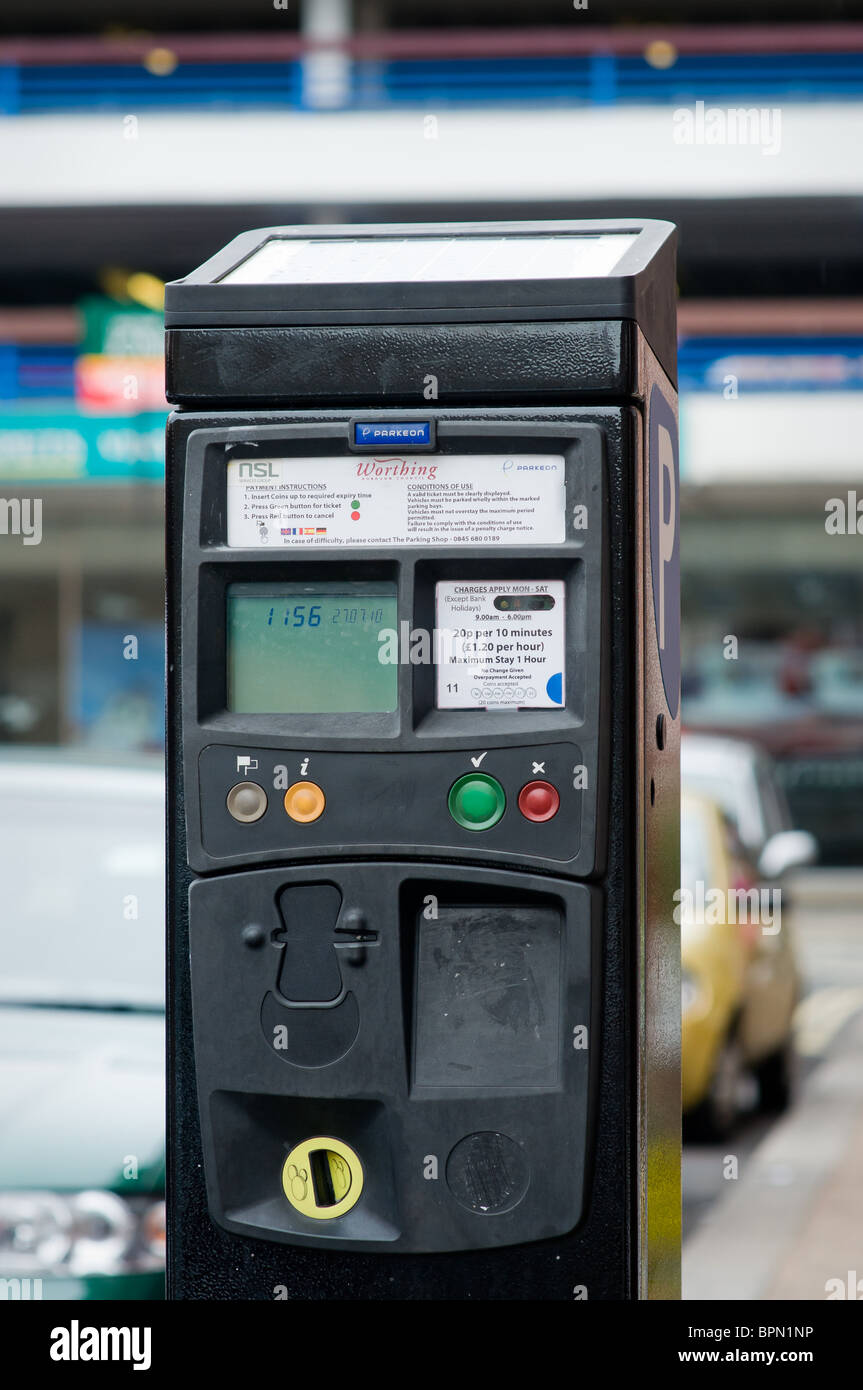 Parking ticket machine, Worthing, West Sussex, UK. Stock Photo