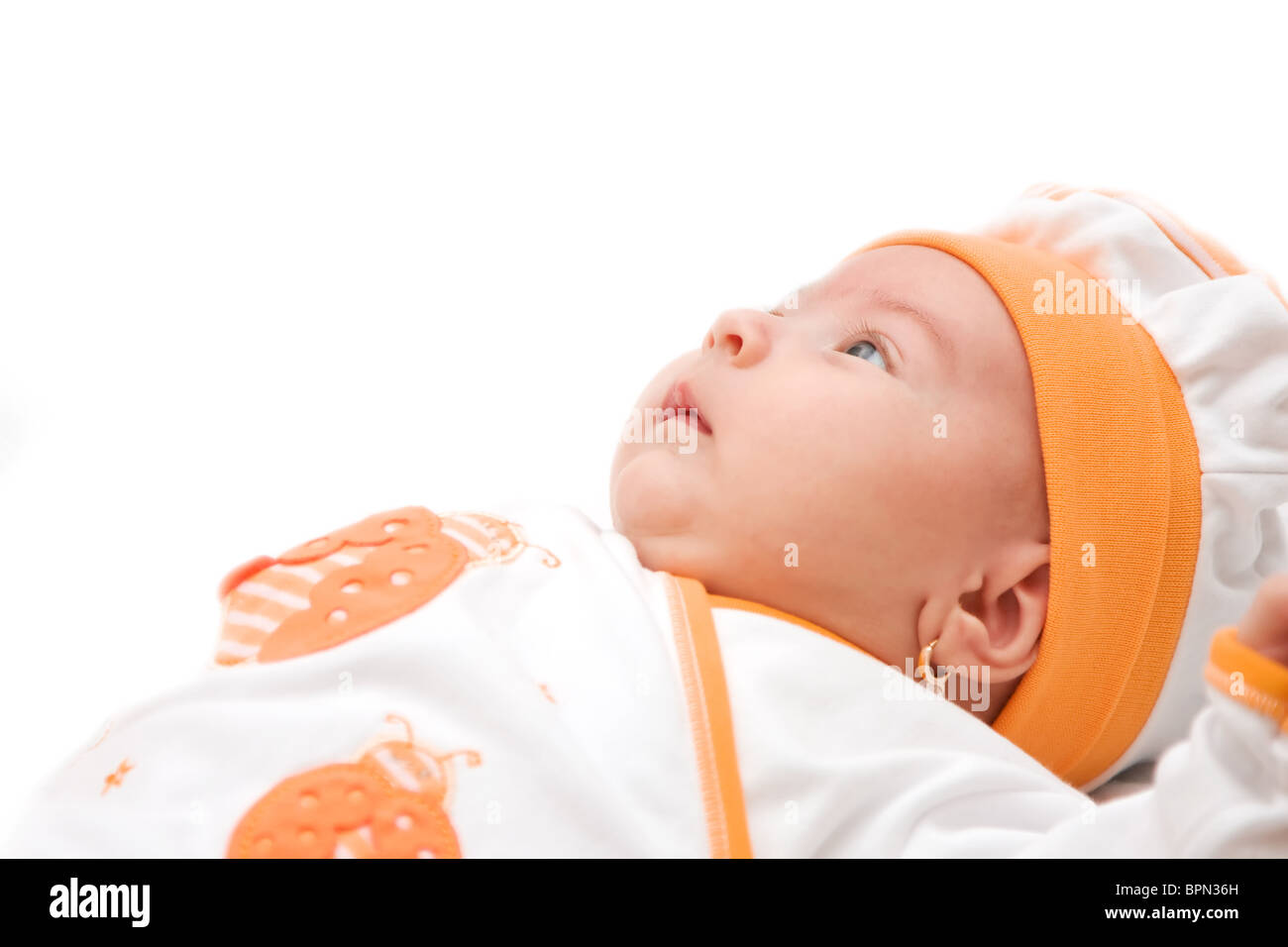 Little baby girl portrait isolated on white background Stock Photo - Alamy