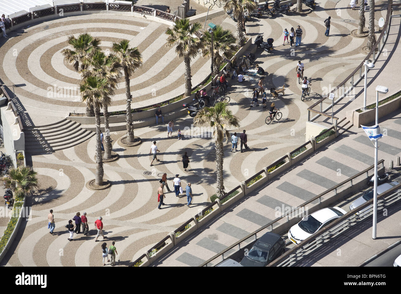 People on the seaside promenade the Tayelet, Tel Aviv, Israel, Middle East Stock Photo